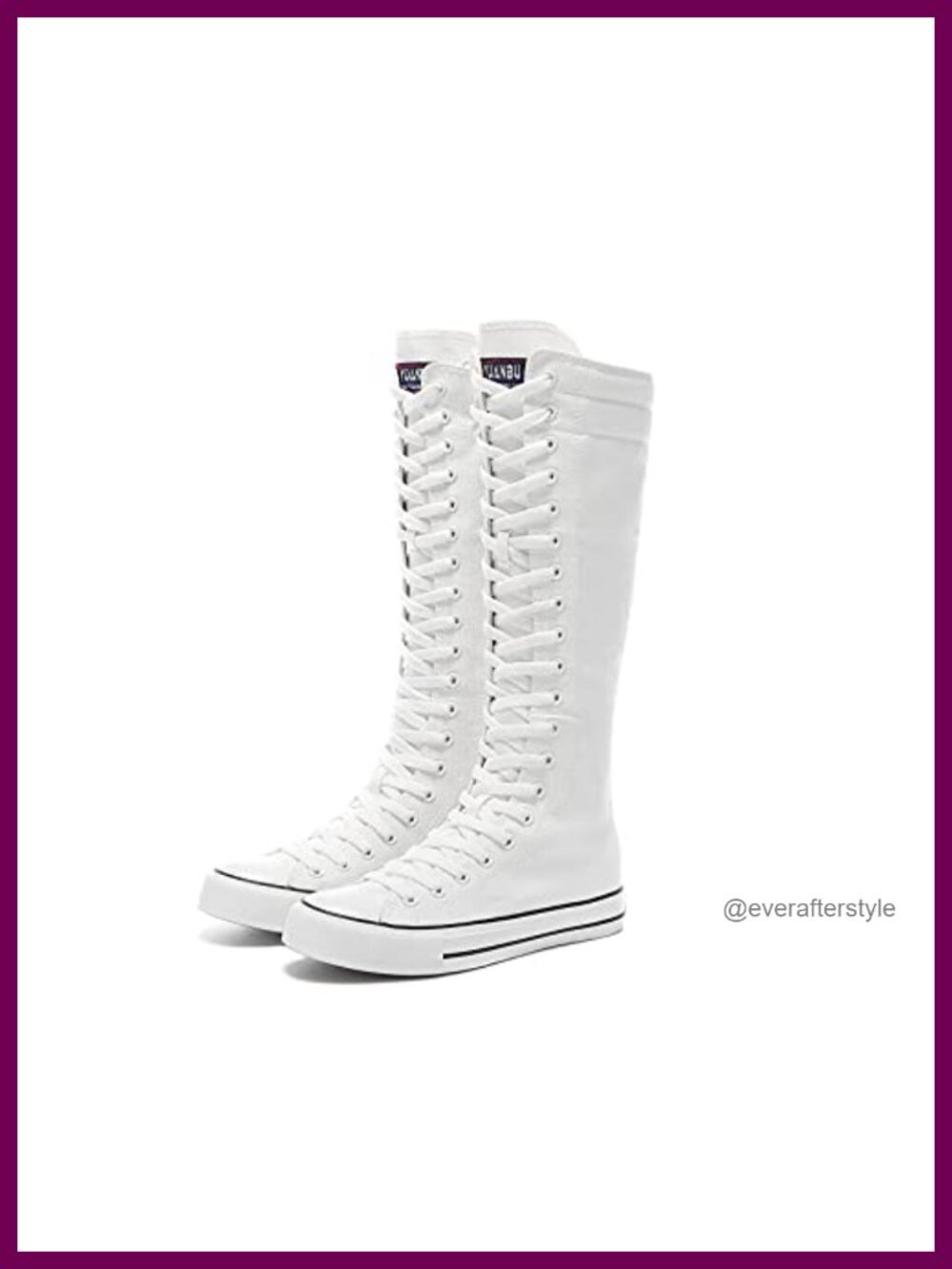 Women's Tall Canvas Lace Up Knee High Sneakers Rubber Sole
